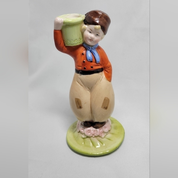 Art Deco 1930's Dutch boy and girl candle stick holders with handle Porcelain - Picture 4 of 9